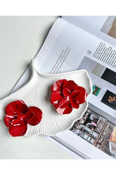 Rossetto Atelier Imported Zra Brand Model Red Rose Earrings