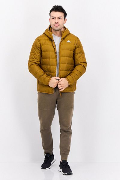 adidas Men Sportswear Fit Hooded Outdoor Jacket, Light Olive