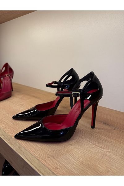 MYVOLANTE Black Patent Leather Women's Classic Heeled Shoes -Stiletto