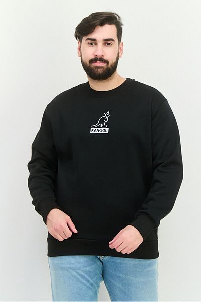 Kangol Men Crew Neck Embroidered Logo Long Sleeves Sweatshirt, Black