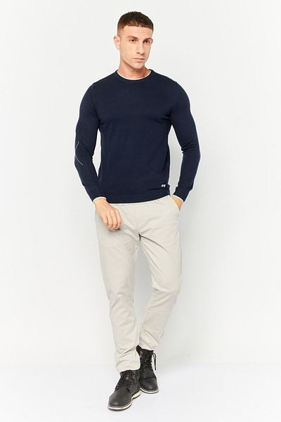 Sorbino Men Crew Neck Textured Long Sleeves Sweatshirt, Navy