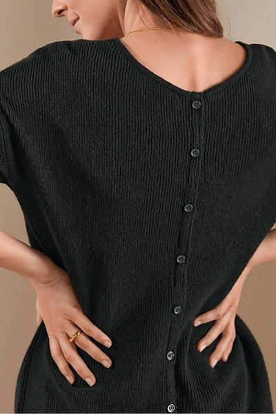 Tchibo Women Round Neck Plain Reversible Cardigan, Black