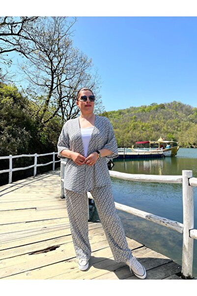 MJORA Large Size Kimono & Pants Knitted Set