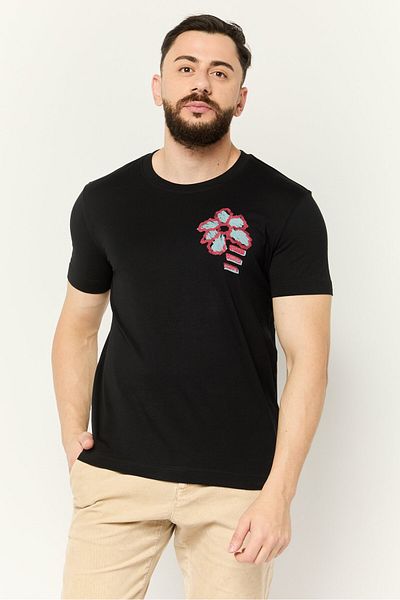 Esprit Men Crew Neck Short Sleeves Graphic Print T-shirt, Black
