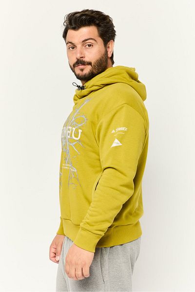 adidas Men Sportswear Fit Long Sleeve Outdoor Hoodie, Olive
