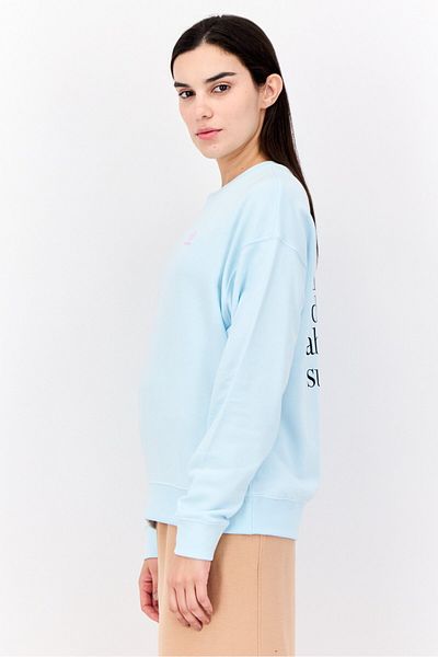 adidas Women Sportswear Fit Long Sleeves Outdoor Sweatshirt, Sky Blue