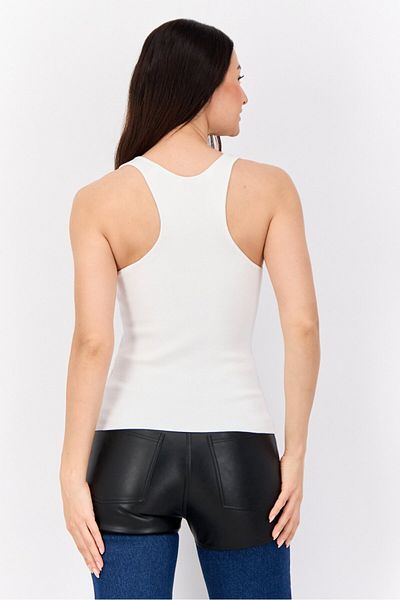 Esprit Women Scoop Neck Sleeveless Ribbed Tank Top, White