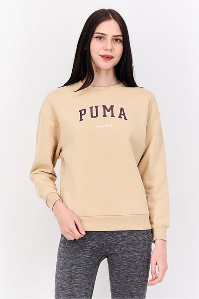 Puma Women Sportswear Fit Long Sleeves Outdoor Sweatshirt, Tan
