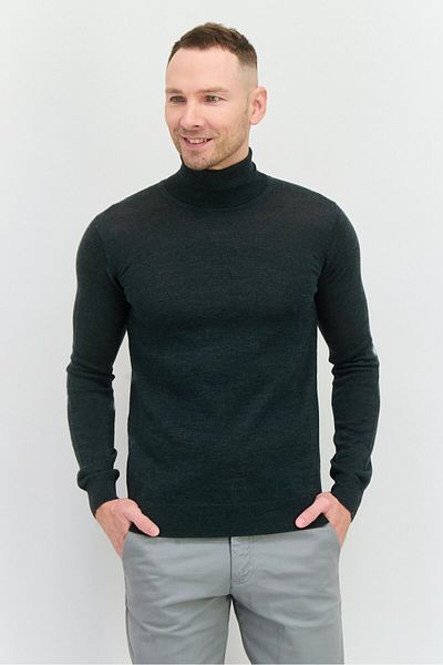 Sorbino Men Turtle Neck Textured Long Sleeves Sweatshirt, Dark Green