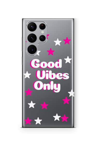 Multitronic حافظة شفافة مطبوعة بتصميم Good Vibes فقط متوافقة مع هاتف Samsung ...