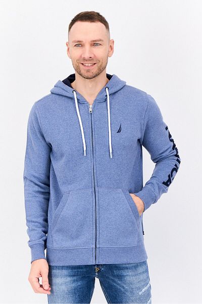 Nautica Men Hooded Embroidered Logo Long Sleeves Sweatshirt, Blue