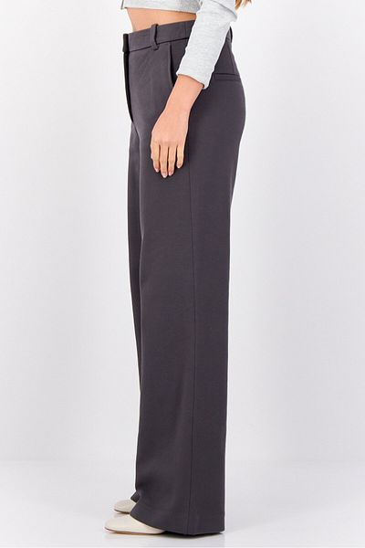 Esprit Women Regular Fit Textured Straight Leg Pants, Dark Grey