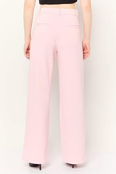 Esprit Women Regular Fit Textured Wide Leg Pants, Pink