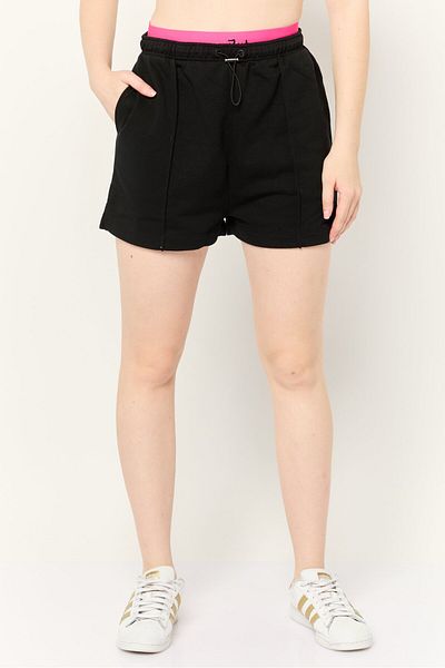 Esprit Women Brand Logo Drawstring Basic Shorts, Black