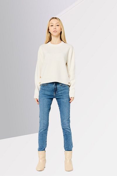 Michael Kors Women Crew Neck Knitted Sweater, Off White