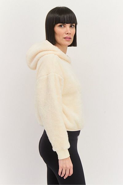 adidas Women Sportswear Fit Long Sleeves Outdoor Fluffy-teddy Hoodie, Cream