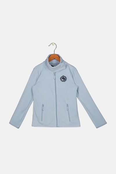 Tchibo Kids Girl Full Zip Embroidered Fleece Jacket, Light Blue
