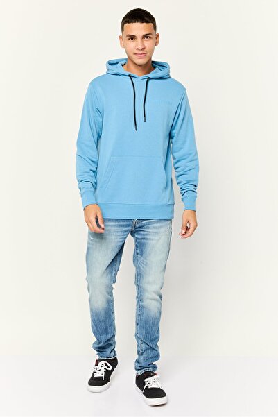 Kenneth Cole Men Brand Logo Long Sleeves Hoodies, Light Blue