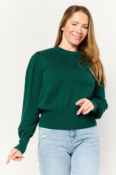 Madison + Hudson Women Mock Neck Textured Sweater, Green