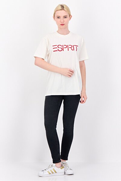 Esprit Women Crew Neck Short Sleeve Graphic Print T-Shirt, White