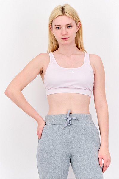 adidas Women Padded Brand Logo Training Sport Bra, Pink