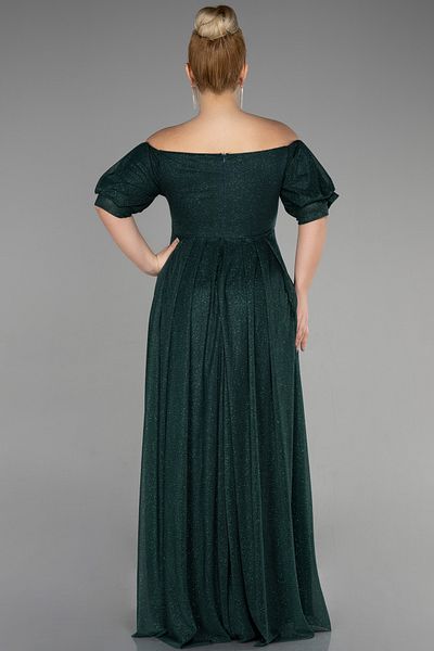 Efelif Boat Neck Short Sleeve Slit Floor-Length Plus Size Evening Dresses Abu39818