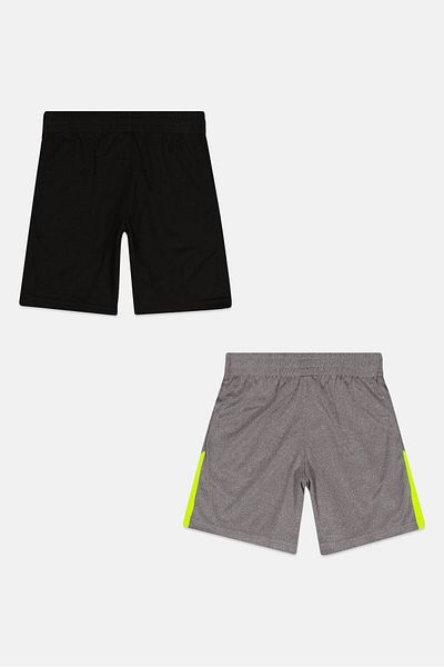 Puma Kids Boy 2 Pieces Sportswear Fit Brand logo Training Shorts, Grey/Lime