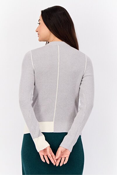Esprit Women Crew Neck Ribbed Sweater, Grey