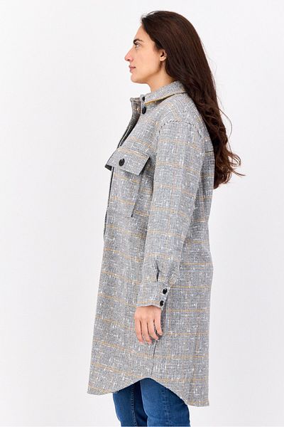 Esprit Women Houndstooth Print Trench Coat, Multicolour