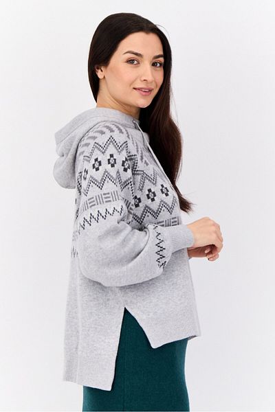 Esprit Women Hooded Hounds Tooth Sweater, Grey