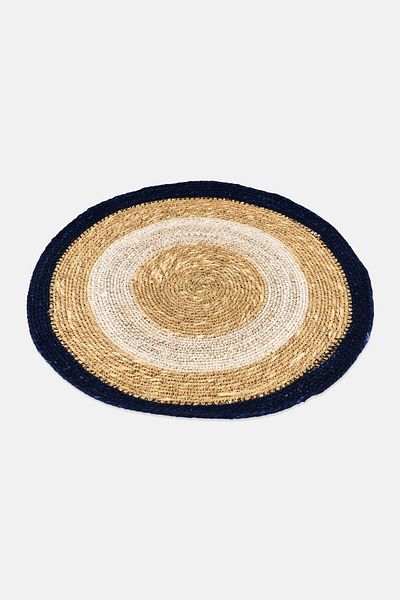 Muy Mucho Individual Vegetable Fiber 38 D cm, Tan/Navy
