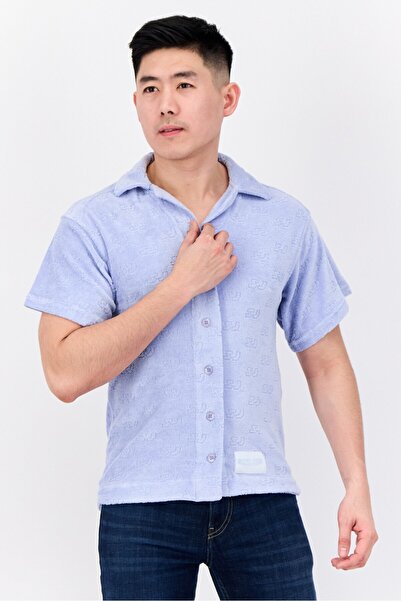 Sixth June قميص رجالي كاجوال بأكمام قصيرة وقصّة عادية، أزرق