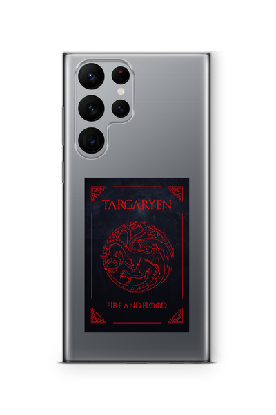Multitronic حافظة شفافة مطبوعة بتصميم GOT Targaryen متوافقة مع هاتف Galaxy S2...