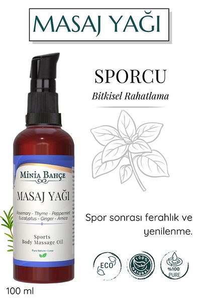 Minia Bahçe Bitki ve Sanat Atölyesi Sports Massage Oil - 100% Pure and Natural, 100ml
