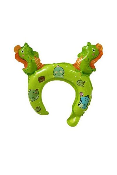 Flippy Balon, , Tip Coronita Cu Urechi, Model Dinozauri, , 29 X 26.5 Cm, Verde