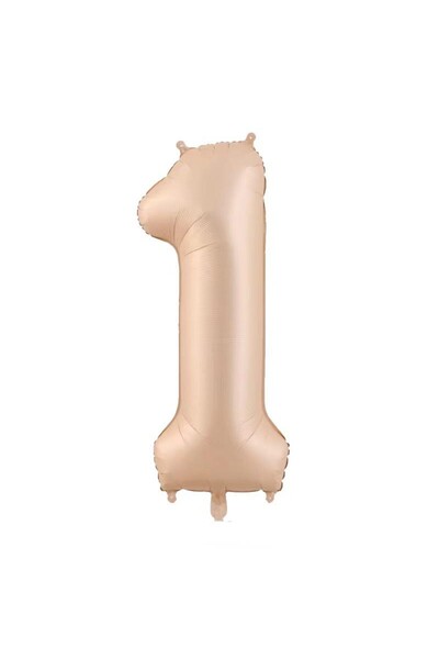 Flippy Balon folie metalică cu numere, 100 cm, crem, cu pai inclus