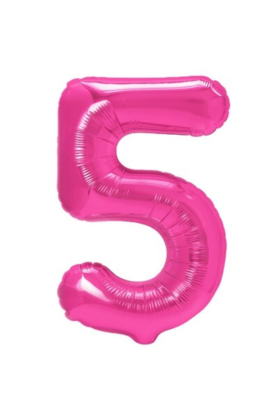 Flippy Metallic Foil Balloon Number 5, 100 cm, Pink, Straw Included