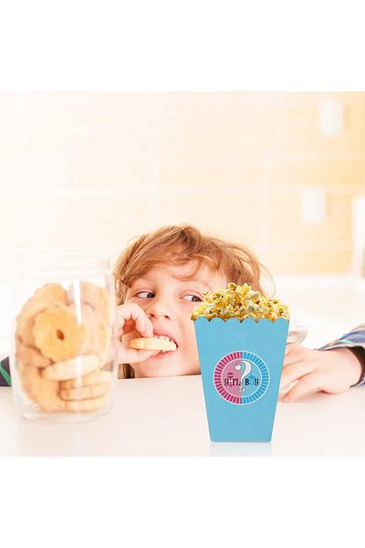 Flippy Set 6 Cutii Popcorn Gender Reveal, Flippy, Girl or Boy, din Carton, 13 x 9 cm, Roz/Albastru
