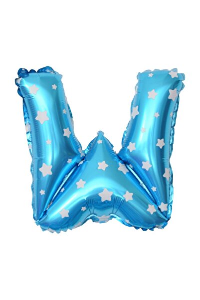 Flippy Balon Litera W, Flippy, 40 cm, Cu Imprimeu Stelute, , Pai inclus, Alba...