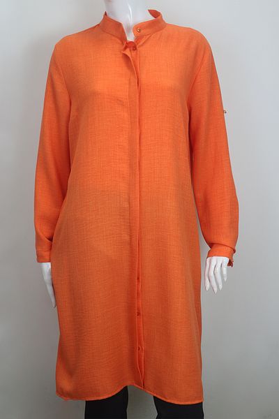 KLAPA Fistan Store Women's Orange Plain Sports Cut Comfortable Fit Large Size Summer Tunic