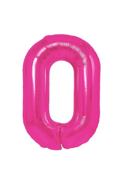 Flippy Metallic Foil Balloon - Number Figurine 80 cm, Pink, Straw Included, Air or Helium (0)