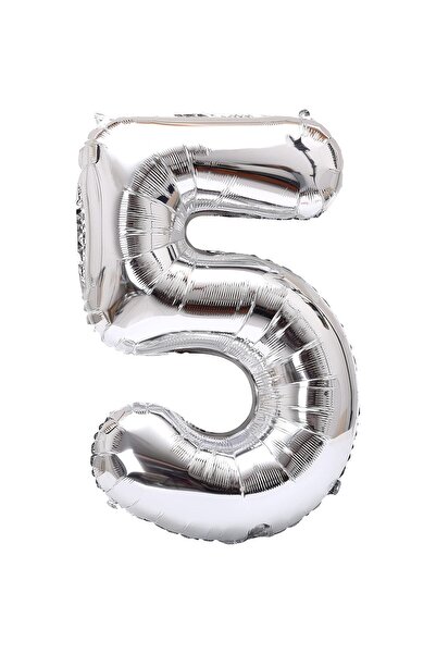 Flippy Balon folie metalică, număr 5, 40 cm, argintiu