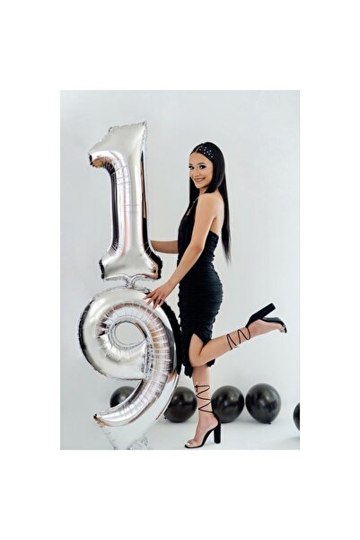 Flippy Metallic Foil Balloon Number Figurine, 100 cm, Silver, Number 9