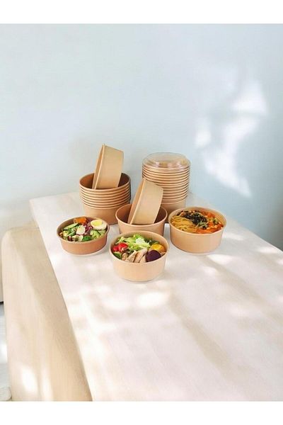 Kullan At Kraft Cardboard Salad Bowl 750Cc (50 Units)