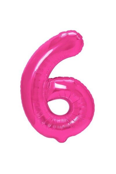 Flippy Metallic Foil Balloon, Number 6 Figurine, 100 cm, Pink