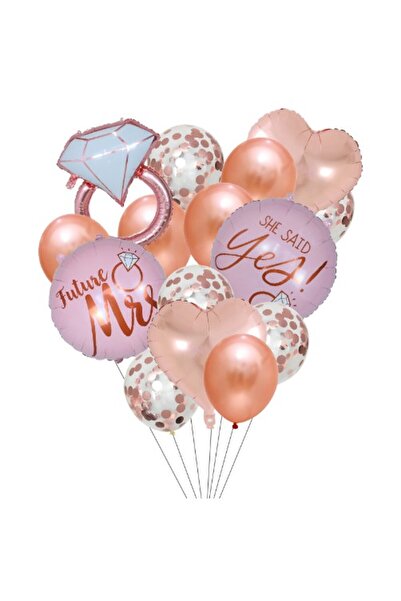 Teo Set 15 baloane pentru Nunta, , baloane pentru decor, din folie de aluminiu, 30 x 50 cm, Rose