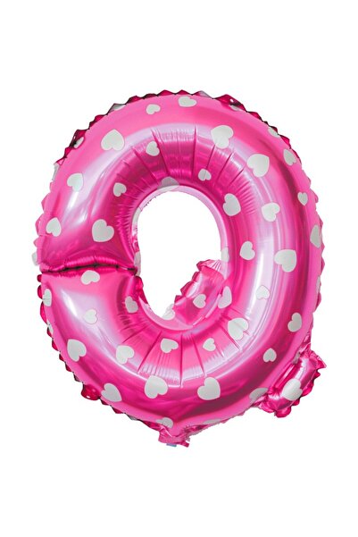 Flippy Foil Balloon Letter Q, 40 cm, Heart Print, Pink