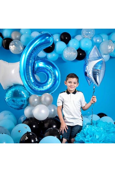 Flippy Balon Flippy, Cifra, 40 cm, , Albastru, Cifra 6