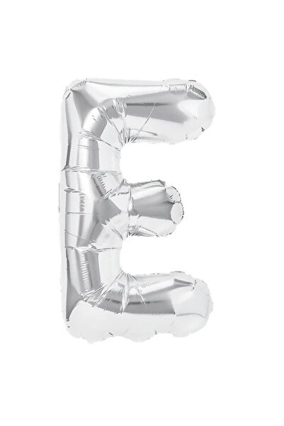 Flippy Metallic Foil Balloon Letter E, 40 cm, Helium or Air, Individual Pack, Straw Included, Silver