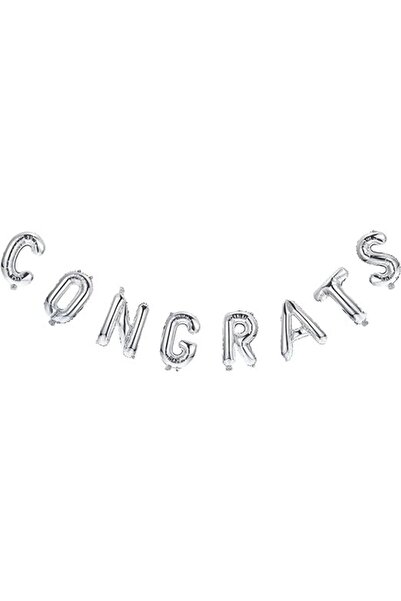 Teo Metallic Foil Balloon Set, Congrats Model, 40 cm Letters, Graduation Balloons, Packaging In